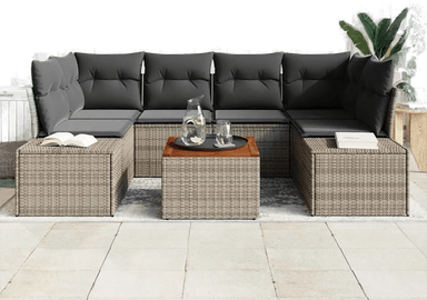 Vidaxl Hagesofa Set 7 pcs Grå