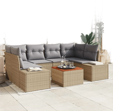 Vidaxl Hagesofa Set 7 pcs Beige og lys grå