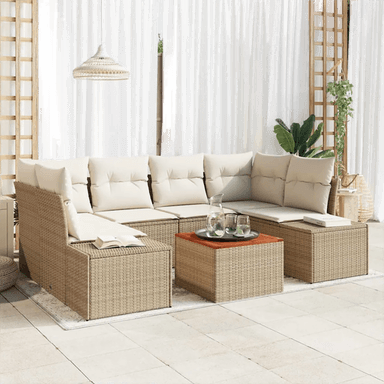 Vidaxl Hagesofa Set 7 pcs Beige