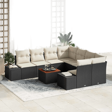 Vidaxl Hagesofa Set 9 pcs Svart og krem