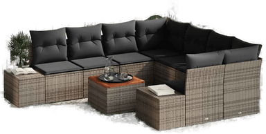 Vidaxl Hagesofa Set 9 pcs Grå