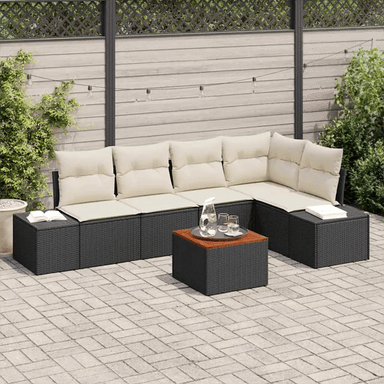Vidaxl Hagesofa Set 6 pcs Svart og krem