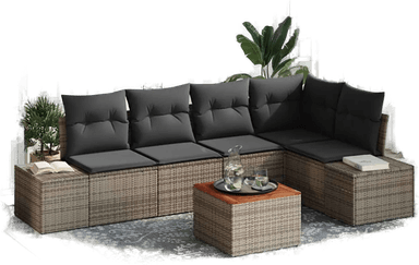 Vidaxl Hagesofa Set 6 pcs Grå