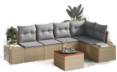 Vidaxl Hagesofa Set 6 pcs Beige og lys grå