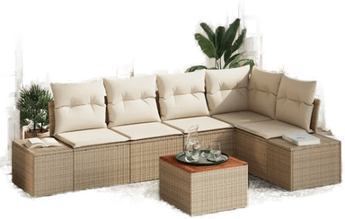 Vidaxl Hagesofa Set 6 pcs Beige
