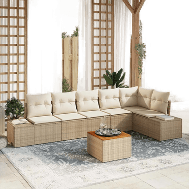 Vidaxl Hagesofa Set 7 pcs Beige