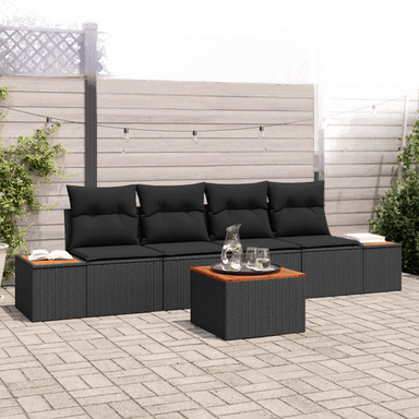 Vidaxl Hagesofa Set 5 pcs Svart