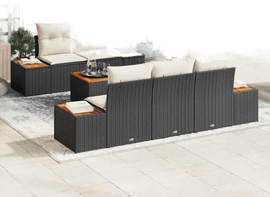 Vidaxl Hagesofa Set 6 pcs Svart