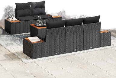 Vidaxl Hagesofa Set 6 pcs Svart