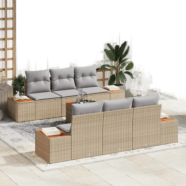 Vidaxl Hagesofa Set 7 pcs Beige