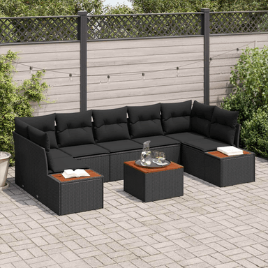 Vidaxl Hagesofa Set 8 pcs Svart