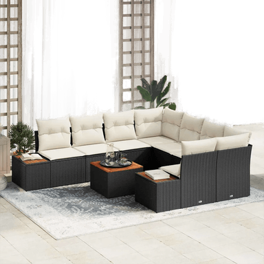 Vidaxl Hagesofa Set 9 pcs Svart