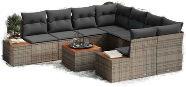 Vidaxl Hagesofa Set 9 pcs Grå