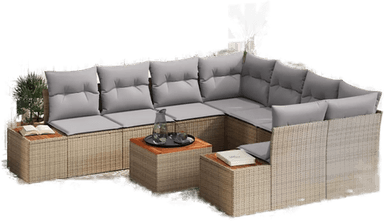 Vidaxl Hagesofa Set 9 pcs Beige