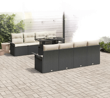 Vidaxl Hagesofa Set 9 pcs Svart