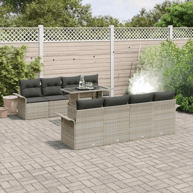 Vidaxl Hagesofa Set 9 pcs Lysegrå