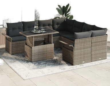 Vidaxl Hagesofa Set 9 pcs Grå