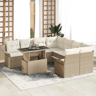 Vidaxl Hagesofa Set 9 pcs Beige