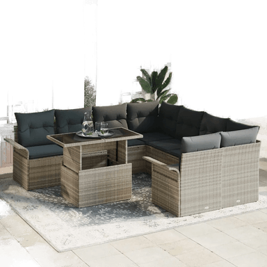 Vidaxl Hagesofa Set 9 pcs Lysegrå