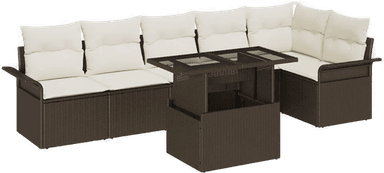 Vidaxl Hagesofa Set 7 pcs Brun