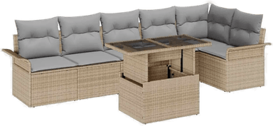 Vidaxl Hagesofa Set 7 pcs Beige