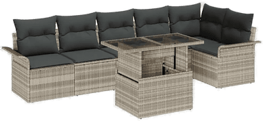 Vidaxl Hagesofa Set 7 pcs Lysegrå