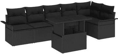 Vidaxl Hagesofa Set 7 pcs Svart