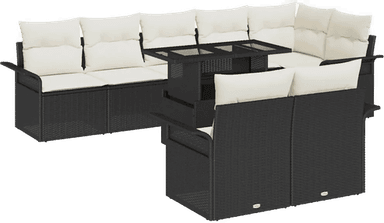 Vidaxl Hagesofa Set 9 pcs Svart