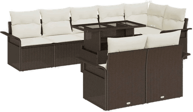 Vidaxl Hagesofa Set 9 pcs Brun