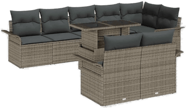 Vidaxl Hagesofa Set 9 pcs Grå