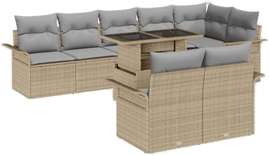 Vidaxl Hagesofa Set 9 pcs Beige