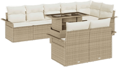 Vidaxl Hagesofa Set 9 pcs Beige