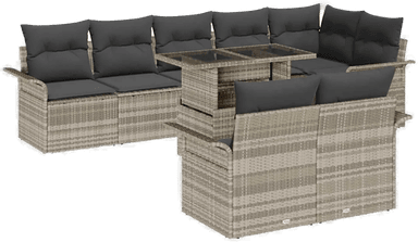 Vidaxl Hagesofa Set 9 pcs Lysegrå