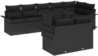 Vidaxl Hagesofa Set 9 pcs Svart
