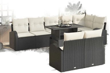 Vidaxl Hagesofa Set 9 pcs Svart