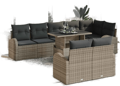 Vidaxl Hagesofa Set 9 pcs Grå