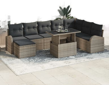 Vidaxl Hagesofa Set 9 pcs Grå