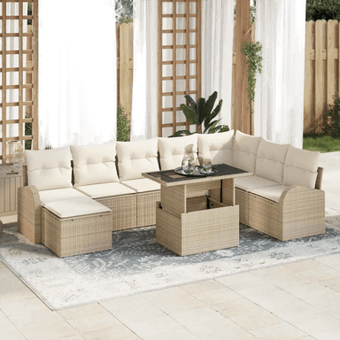 Vidaxl Hagesofa Set 9 pcs Beige