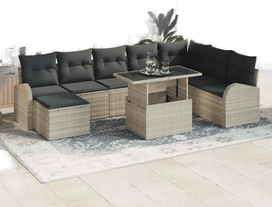 Vidaxl Hagesofa Set 9 pcs Lysegrå
