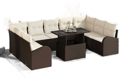 Vidaxl Hagesofa Set 10 pcs Brun