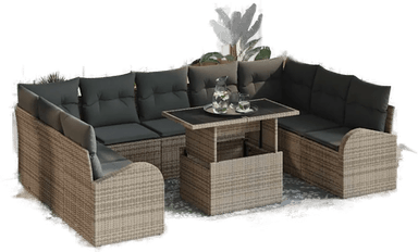 Vidaxl Hagesofa Set 10 pcs Grå