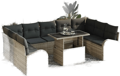 Vidaxl Hagesofa Set 10 pcs Lysegrå