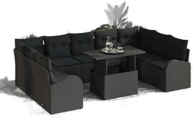 Vidaxl Hagesofa Set 10 pcs Svart