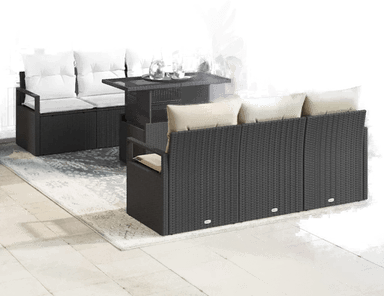 Vidaxl Hagesofa Set 7 pcs Svart