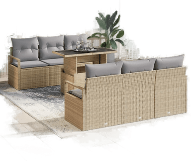 Vidaxl Hagesofa Set 7 pcs Beige