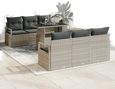 Vidaxl Hagesofa Set 7 pcs Lysegrå