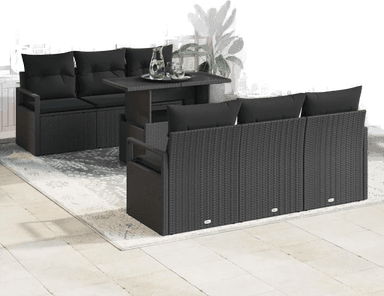 Vidaxl Hagesofa Set 7 pcs Svart