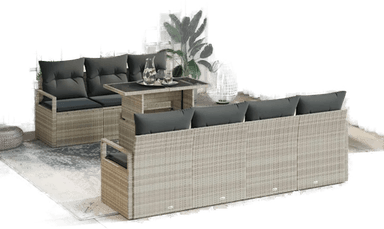 Vidaxl Hagesofa Set 8 pcs Lysegrå