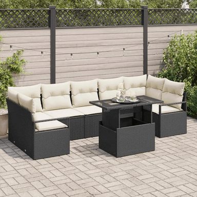 Vidaxl Hagesofa Set 8 pcs Svart