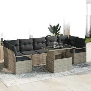 Vidaxl Hagesofa Set 8 pcs Lysegrå